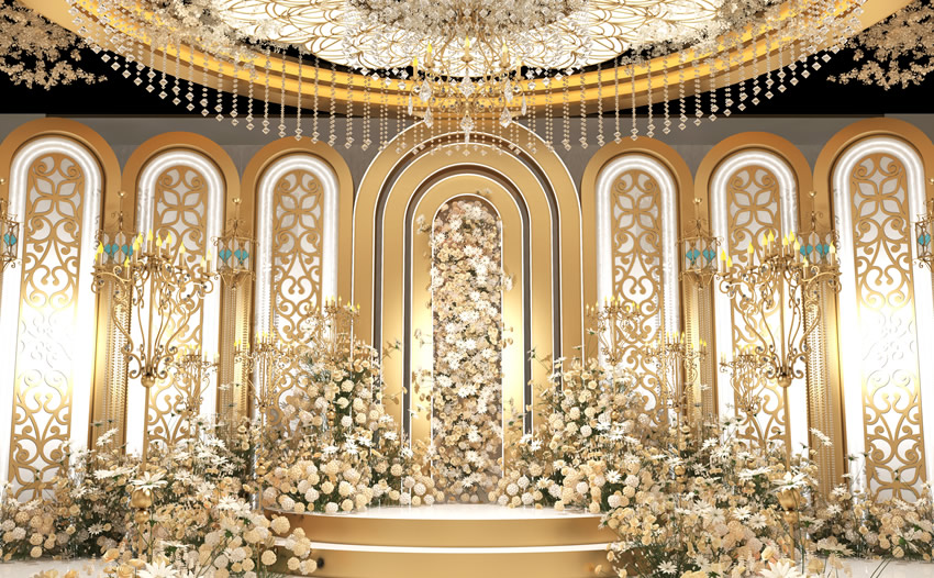 高密香槟色调婚礼堂效果展示